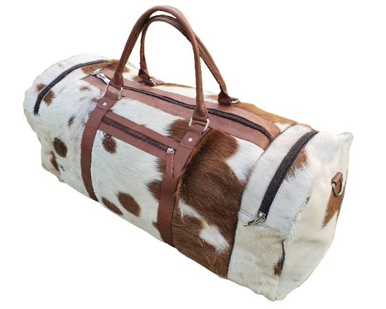 Cowhide Duffle Bag for Travel,Sports Large Duffel Luggage Bag, Gym Duffel Bag,Overnight Weekender Bag western bag