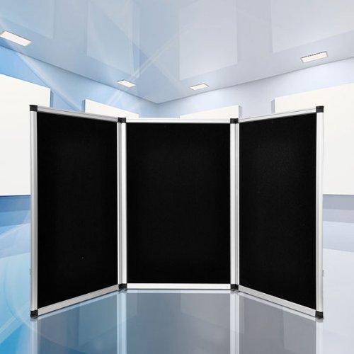 Folding Panel Display for Trade Show Table Top Three 6" Panels: Multiple Colors (Black)