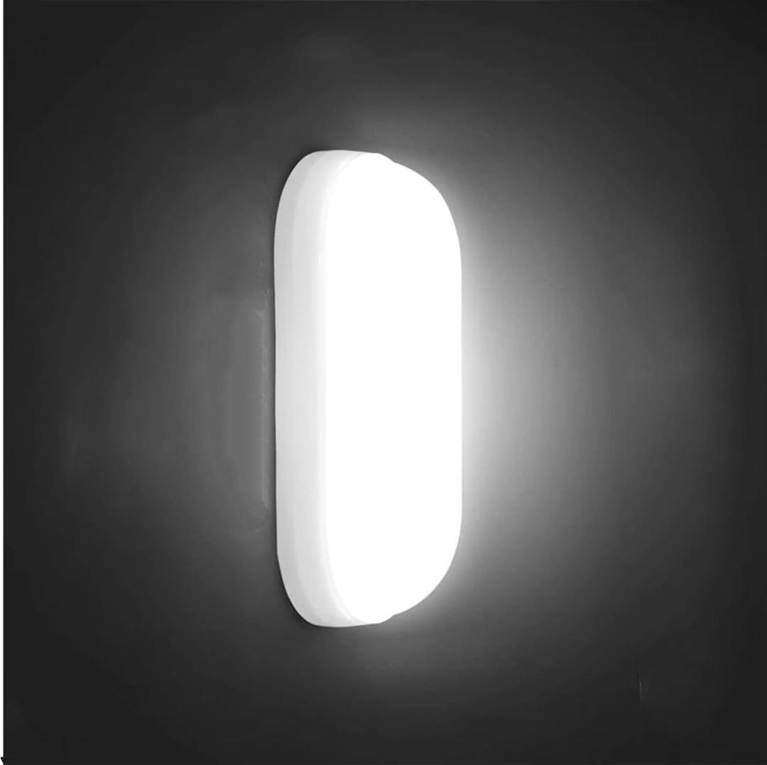 PIXORA Polycarbonate LED Bulkhead Outdoor Waterproof IP65 Exterior Interior Wall Step Light Fixture Lamp (Cool White)