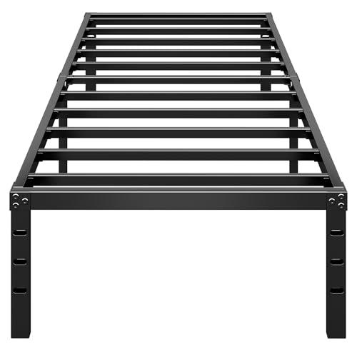 Metal Platform Bed Frame 14 Inch Tall Bed No Box Spring Needed,Twin Size Bed with Heavy Duty Strong Support Slats,Easy to Assemble,Black