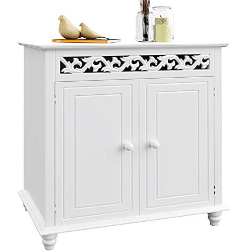 CASARIA® Dresser Jersey With 2 Doors | 76x65x35cm | Bathroom Storage Cabinet | Shoe Cabinet | Sideboard | Living Room Furniture | Kitchen Cupboard | White