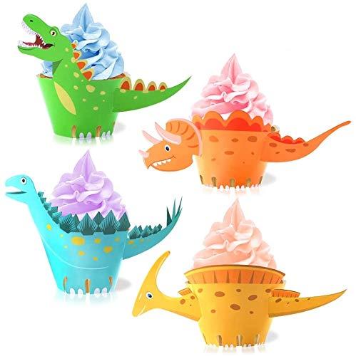 WEIYUAN Dinosaur Cupcake Wrappers - 48 Pieces