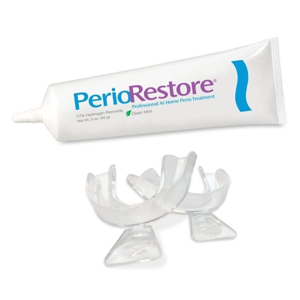 Perio Restore Gel 3 Ounce Tube; 1.7% Hydrogen Peroxide Oral Cleansing Treatment; Oral Cleansing Gel. Includes Two (2) Trays for Ease of Application. Mint Flavor, at-Home Treatment