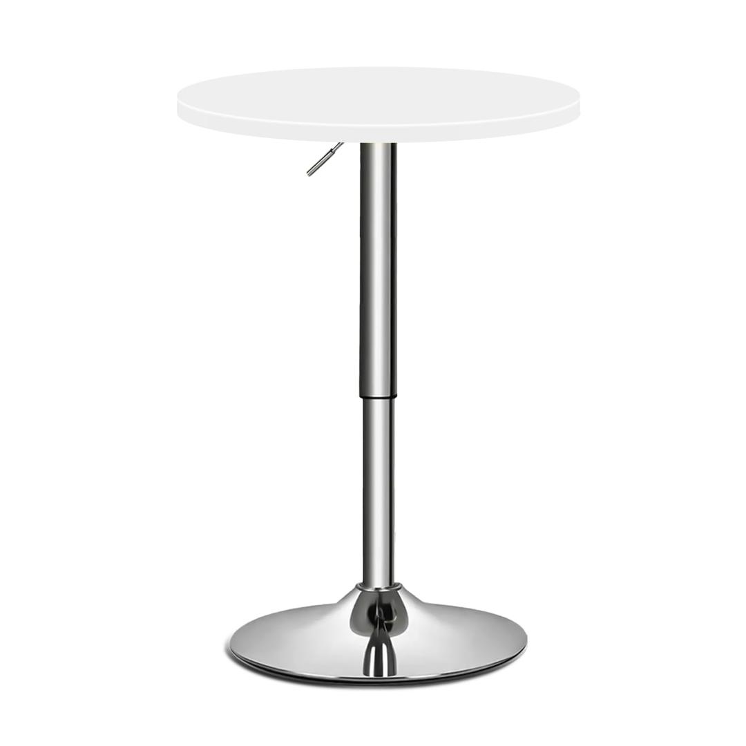 MoNiBloom Bistro Pub Table Round Bar 27.5"- 36" Height-Adjustable Cocktail Table with 23.5 Inch Table Top for Dining Room Home Kitchen Patio Bistro (White)