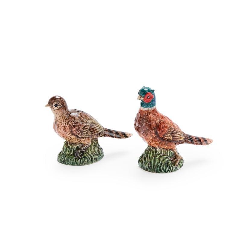 SpodeSpode 3.5" Pheasant-Shaped Salt and Pepper Shakers - Dolomite Ceramic Farmhouse Décor for Formal Dining, Decorative Salt & Pepper Set with Easy Refill Bottom Stoppers, Ideal for Thanksgiving Table