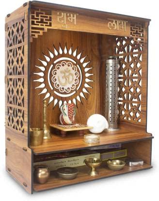 Wall Temple Mandir Temple Home Office with LED Light H- 18 L- 16 W -8.75 in Engineered Wood Home Temple Height: 46