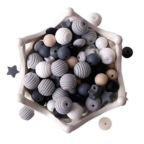 Silicone Beads 100pcs Beads Black and White Series DIY Jewelry Nursing Necklace Accessories