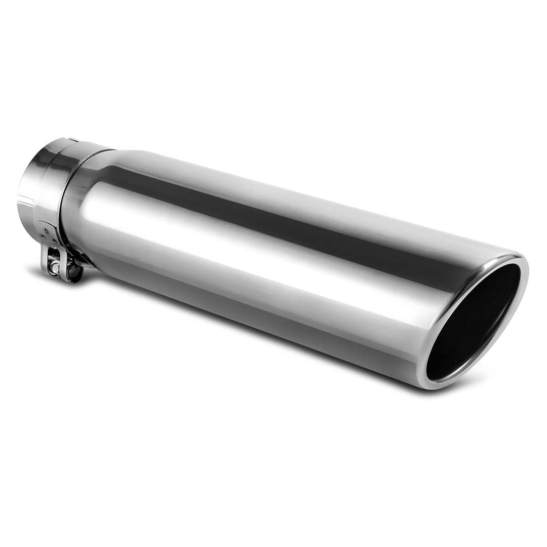 AUTOSAVER88 2.5 Inch Inlet Exhaust Tip, 2.5" Inlet 3" Outlet 12" Overall Length Chrome-Plated Finish Stainless Steel Exhaust Tailpipe Tips for 2.5" Outer Diameter Tailpipe, Bolt/Clamp On, Universal