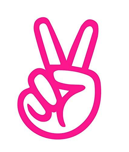 Peace Sign Hippie Hand Love Decal Sticker for Car, Truck, SUV Bumper Window (Pink)