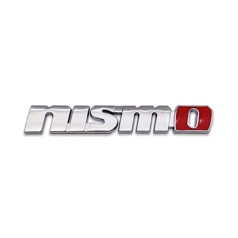 Chrome Metal Nismo Logo Car Emblem Premium 3D Auto Rear Badge GTR Racing Sport Sticker Turbo Power Decal (Rear,Silver&Red)