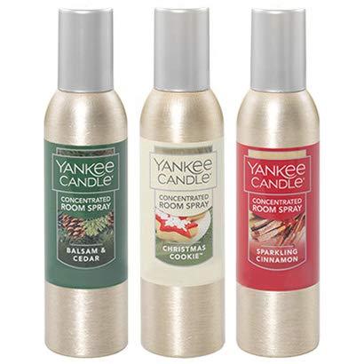 YANKEE CANDLE Holiday Favorites 3-Pack Concentrated Room Sprays (Balsam & Cedar, Christmas Cookie, Sparkling Cinnamon)