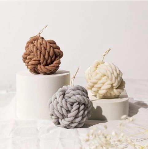 3 Pieces Decorative Candles Knot Candle Twisted Candles Aesthetic Candles - Cube Soy Wax Candles, Home Decor Candle (Yarn Knot Candle)