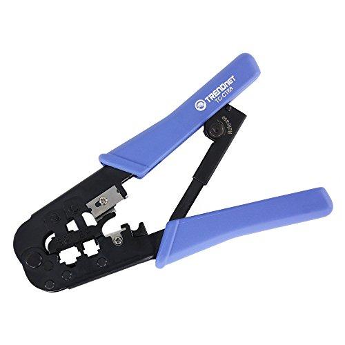 TRENDnet Crimping Tool, Crimp, Cut, And Strip Tool, For Any Ethernet or Telephone Cable, Built-In Cutter And Stripper, 8P-RJ-45 And 6P-RJ-12, RJ-11, All Steel Construction, Black, TC-CT68