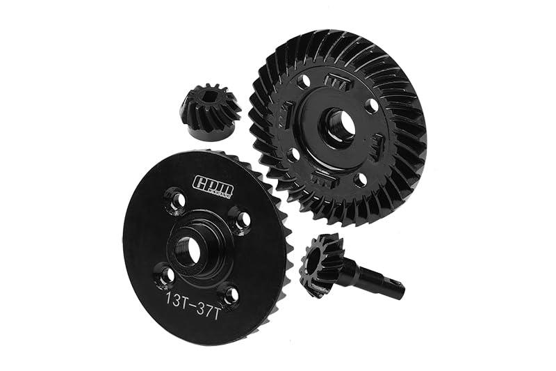 GPM RacingGPM 4140 Medium Carbon Steel Front and Rear Spiral Differential Ring Gear & Pinion Gear for TRAXXAS 1/10 Maxx Monster Truck-89076-4, Black