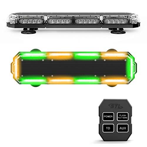 SpeedTech Lights Mini 21 120 Watts LED Strobe Lights For Trucks, Cars, Plows, and Emergency Vehicles with Magnetic Roof Mount in Amber/Green Alternating