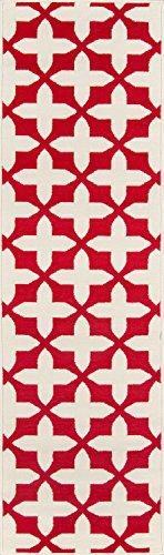 Momeni Rugs Baja Collection Contemporary Indoor & Outdoor Area Rug, 23" X 76", Red