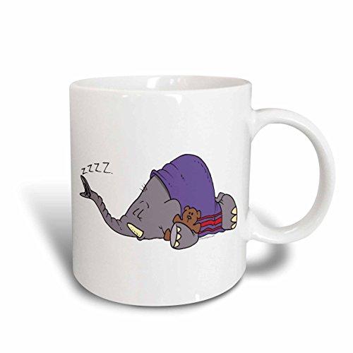 3dRose Cute Napping Sleeping Elephant Ceramic mug, 15 oz, White