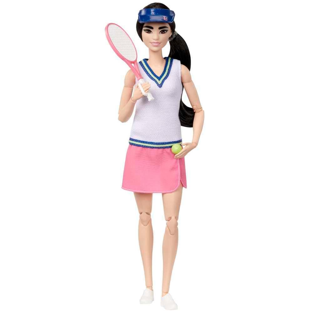 Barbie Careers Fashion Doll & Accessories, Made to Move Tennis Player Wearing Removable Outfit with Racket & Ball, 22 Bendable Joints