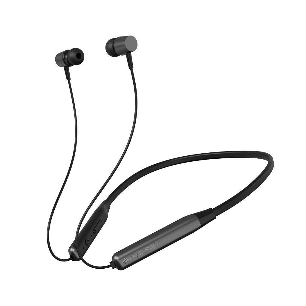 ZEBRONICS Zeb-Lark ​Wireless ​in Ear​ ​Neckband Earphone​ ​with BT 5.0, Rapid Fast Charging, Up to 17H Battery Life, Dual Pairing, Call Function, Splash Proof, Magnetic Earpiece (Grey)