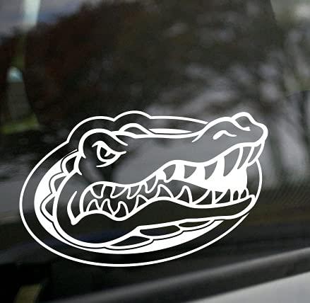 Florida Gators WHITE CUT VINYL GATOR HEAD LOGO 6" Vinyl Decal Car Truck Window UF Sticker