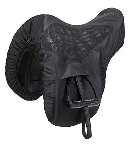 LeMieux ProKit Ride On Dressage Saddle Cover in Black with Silicone Grip Seat, Waterproof Polyester Outer & Fleece Lining - Dressage