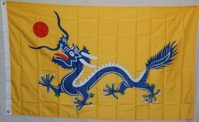 SKEMIX Chinese Imperial Dragon flag - - 3x5 foot YELLOW - - China Dragon flag