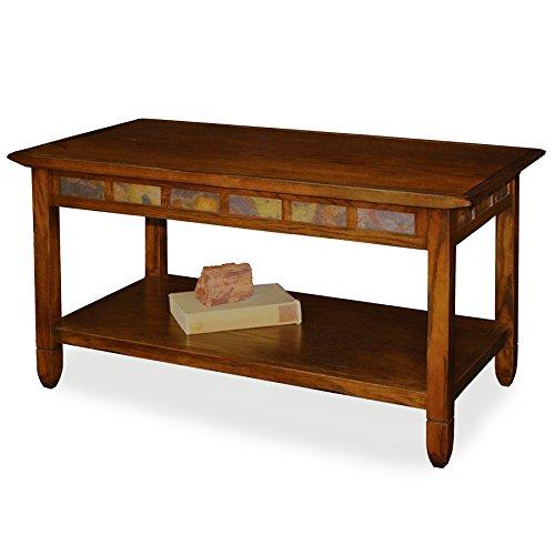 Rustic Slate Rectangular Coffee Table Rustic Oak Finish