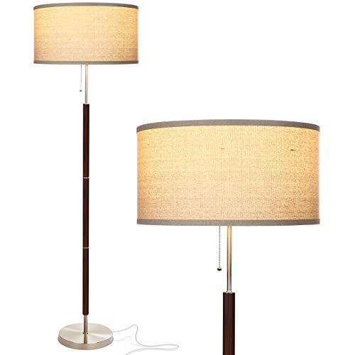 BrightechCarter LED Floor Lamp, Drum Shade Tall Lamp with Walnut Wood Finish, Great Living Room Décor, Mid-Century Lamp for Living Rooms & Offices, Mid Century Modern Lamp for Bedroom