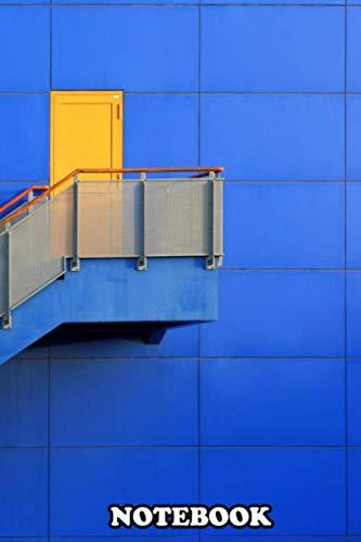 Notebook: Blue Wall And Yellow Door With Staircase , Journal for Writing, College Ruled Size 6" x 9", 110 Pages