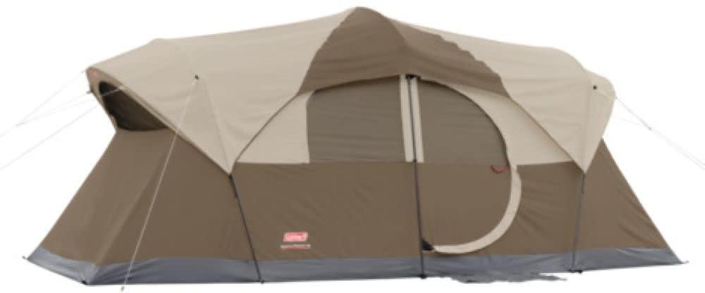 Coleman WeatherMaster 10-Person Tent, Weatherproof Tent with Rainfly & Room Divider, Spacious Family Tent with Carry Bag