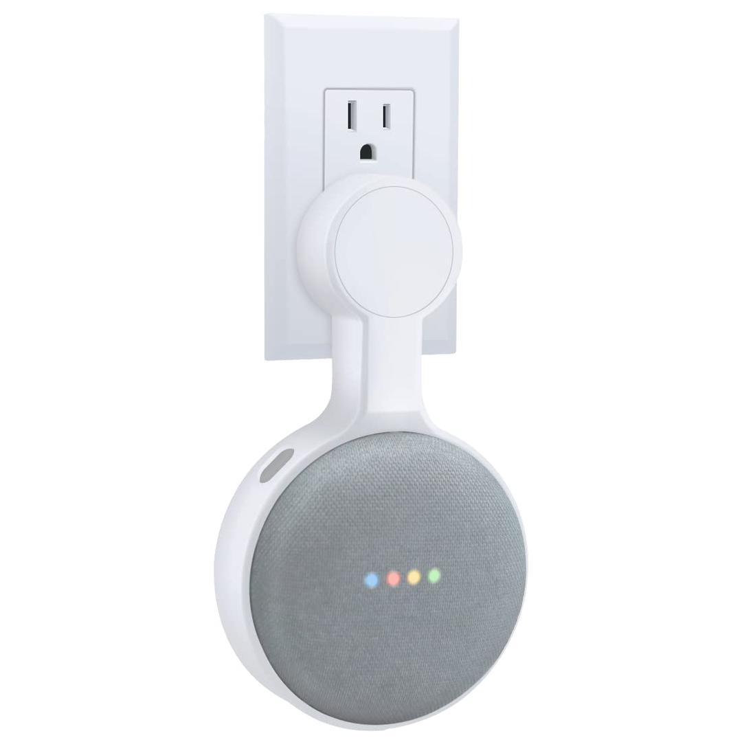 Outlet Wall Mount Holder for Google Home Nest Mini (1st & 2nd Generation), A Space-Saving Accessories for Google Home Mini Voice Assistant (White)