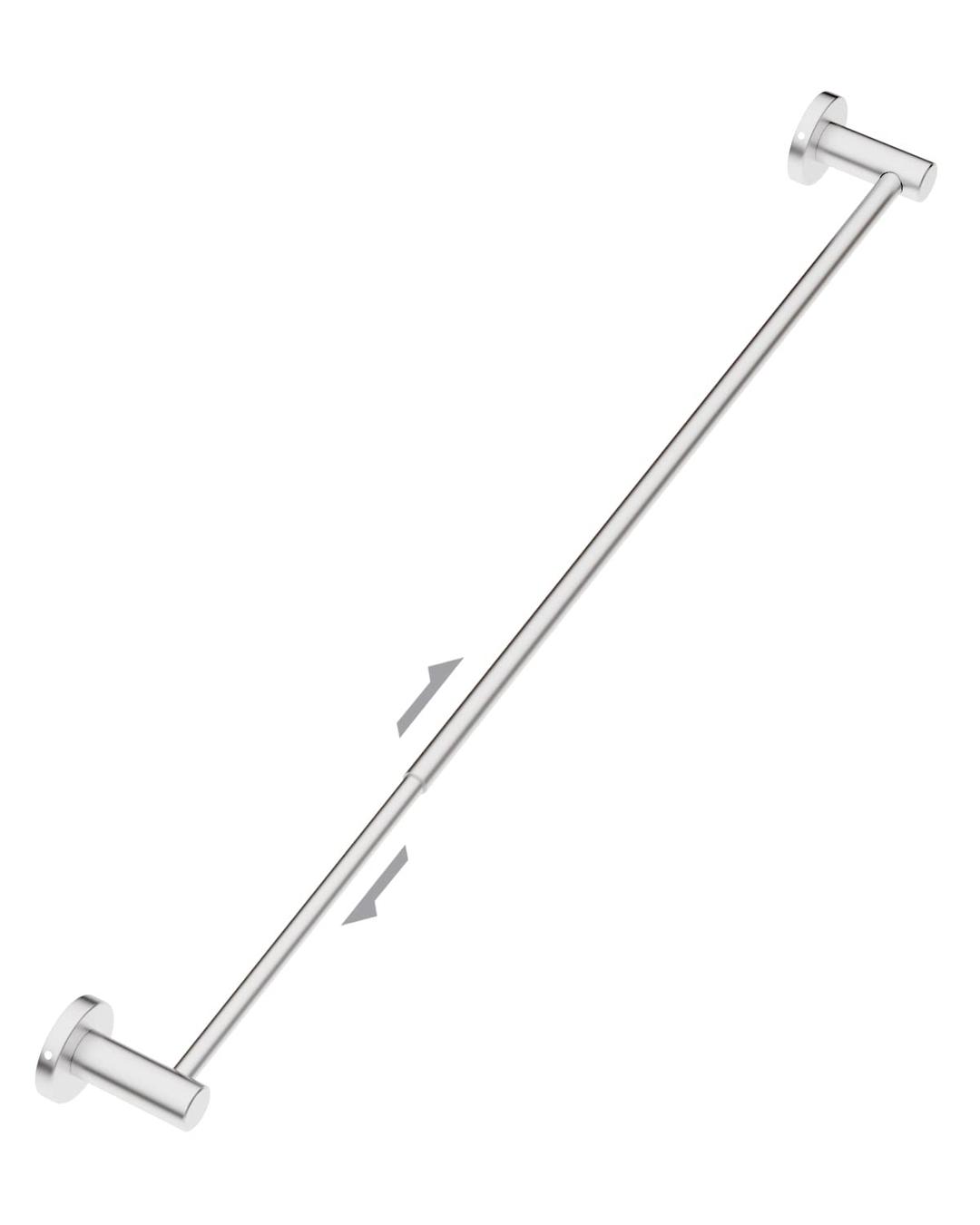 Adjustable Single Bath Towel Bar 23.6 to 42 Inch, ZUEXT Brush Nickel Finished Stainless Steel Towel Holder, Expandable Wall Mounted Towel Rail for Bathroom Kitchen Washroom,1" Tube Towel Rail Racks