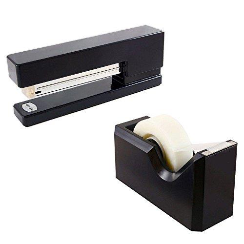 JAM PAPER Office & Desk Sets - 1 Stapler & 1 Tape Dispenser - Black - 2/Pack