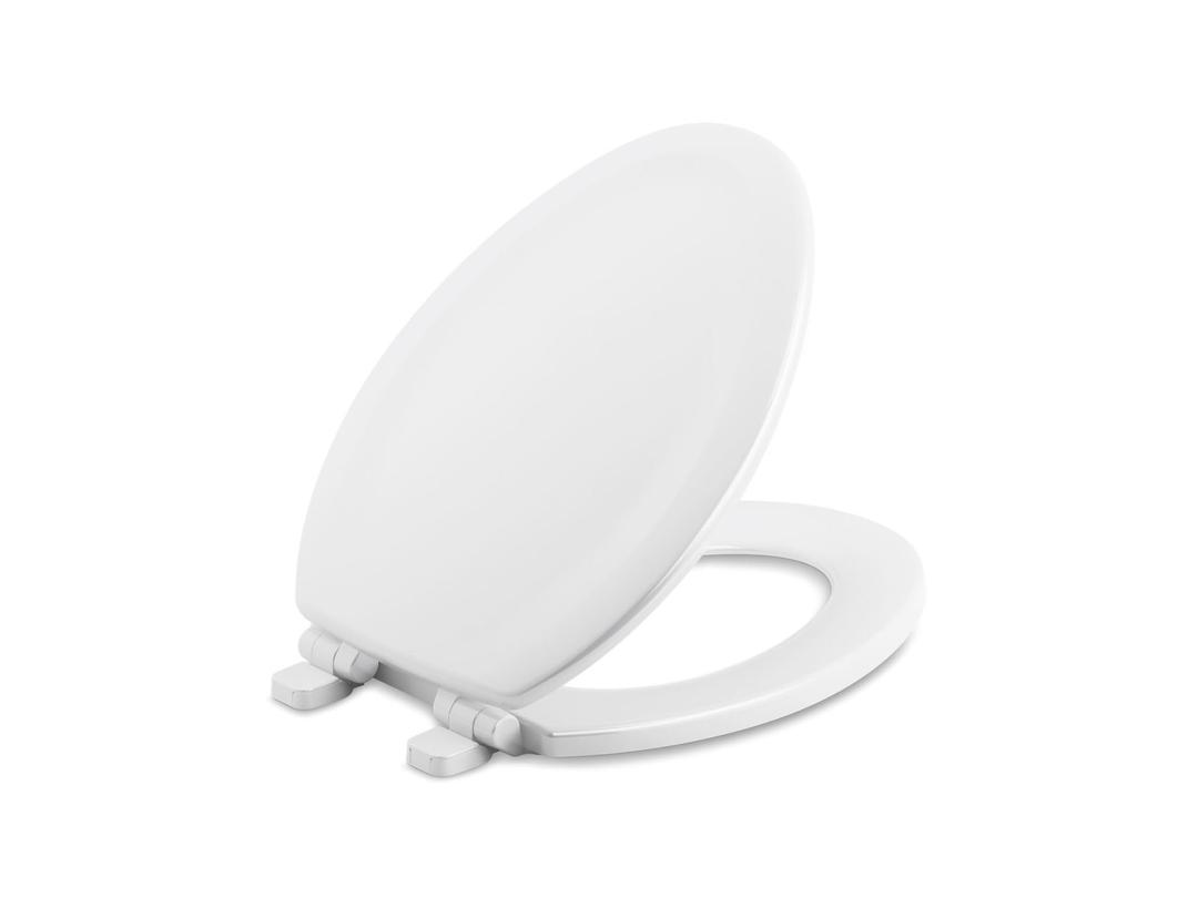 KOHLER 20466-0 Stonewood Elongated Toilet Seat with Quiet-Close Seat, Slow-Close Toilet Seat, Wood Toilet Seat, Molded Wood, White