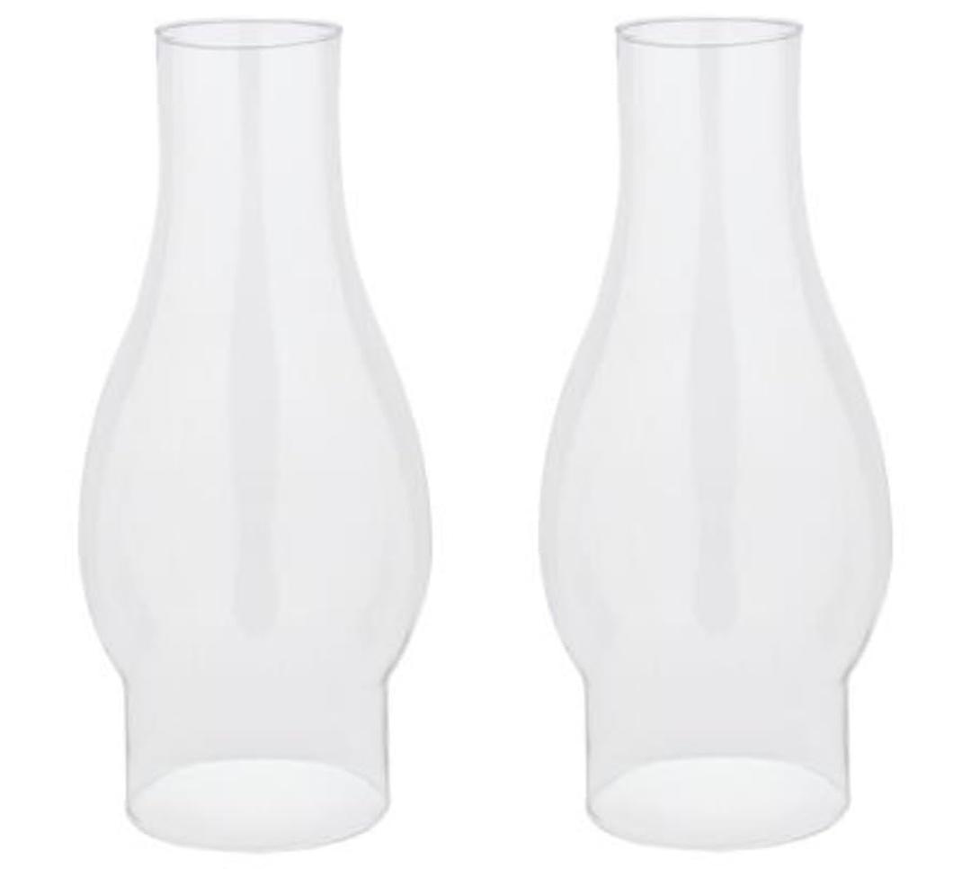 Ciata Oil Lamp, Glass, Victorian Hurricane Chimney Lamp Globe Replacement, 8-1/2 Inch Handblown Clear Glass Chimney Lamp Shade with 3 Inch Fitter and 4 Inch Bulge - 2 Pack