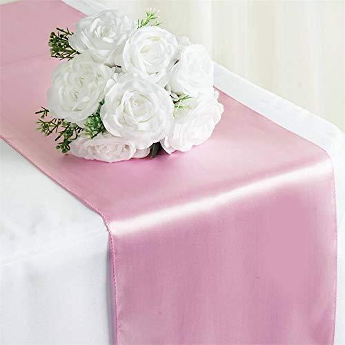 Tiger Chef 12-Pack Pink 12 x 108 inches Long Satin Table Runner for Wedding, Table Runners fit Rectangle and Round Table Decorations for Birthday Parties, Banquets, Graduations, Engagements