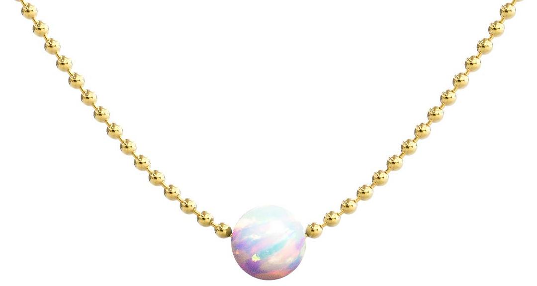 Benevolence LAGold Choker Necklace, 14k Gold Dipped Opal Necklace, Dainty Beaded Necklace for Women, Simple & Minimalist Everyday Necklace | Delicate Short Necklace, Designed in California, Gift for Her