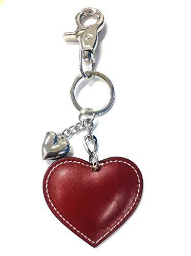 KIMANDJO Stylish Genuine Leather Red Heart Handbag Charm or Keyring