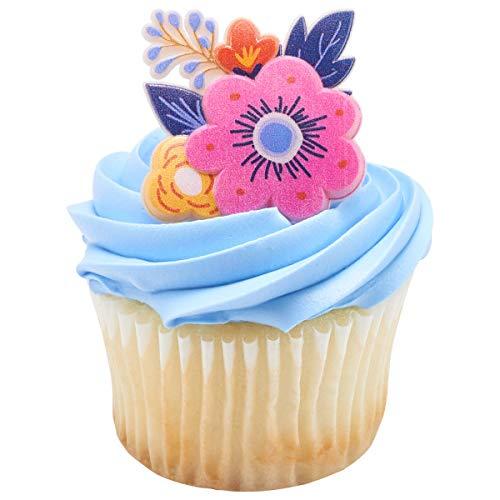 24 Spring Floral Flower Cupcake Rings Topper