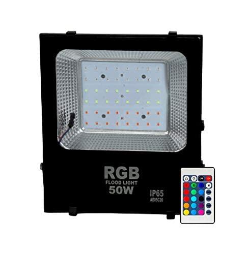 D'Mak 50 Watt Waterproof Ultra Bright RGB (Red, Green, Blue) LED Flood Light with Remote Control for Outdoor Purposes (Pack of-1) Aluminium