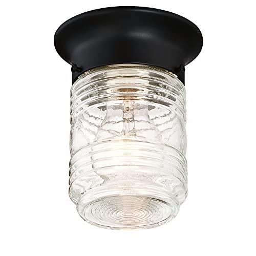 Design House587220 Jelly Jar 1-Light Indoor/Outdoor Flush Mount Ceiling Light, Black