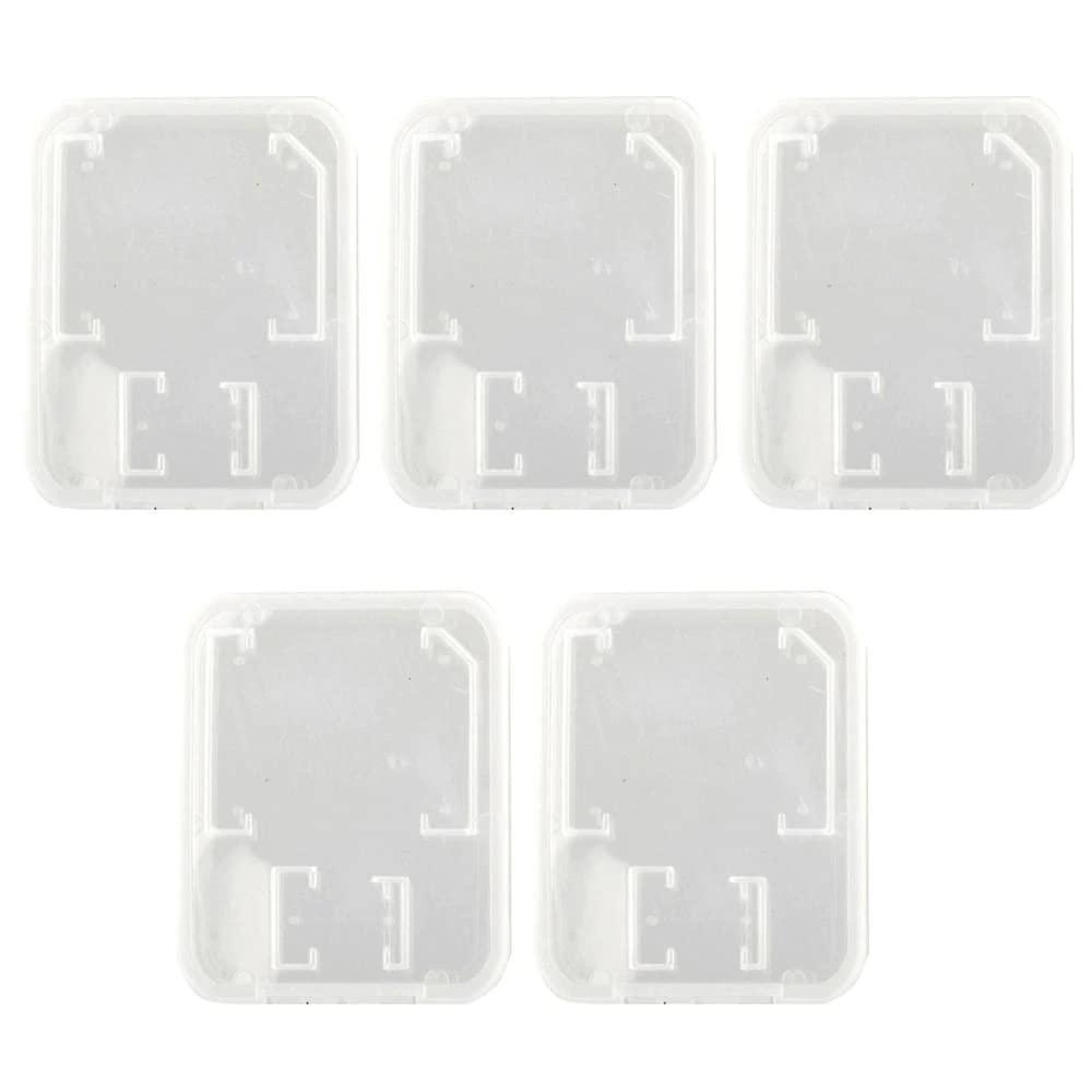 SOLDOUT 5 PCS Transparent Standard SD SDHC Micro SD TF Memory Card Case Holder Box Storage Boxes Plastic Case (Pack of 5, Clear)