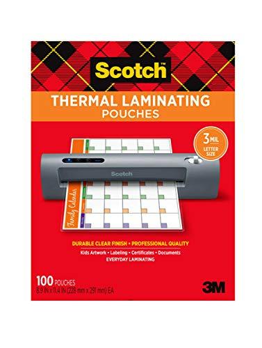 ScotchThermal Laminating Pouches, For Use With Thermal Laminators, 8.9 x 11.4 Inches, Letter Size Sheets, 100 Count (Pack of 1)