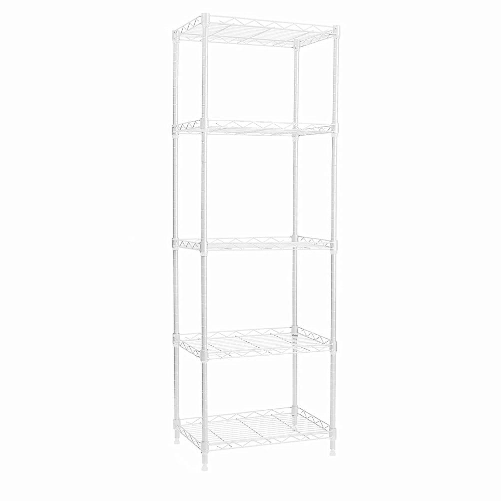 REGILLER 5-Wire Shelving Metal Storage Rack Adjustable Shelves, Standing Storage Shelf Units for Laundry Bathroom Kitchen Pantry Closet (White, 16.6L x 11.8W x 53.5H)