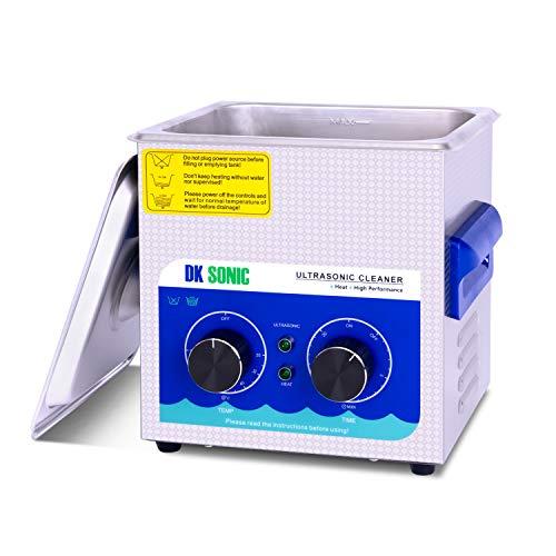 Commercial Ultrasonic Cleaner - DK SONIC 2L 60W Sonic Cleaner with Heater and Basket for Denture,Coins, Small Metal Parts,Record,Circuit Board,Daily Necessaries,Tattoo Equipment,Lab Tools,etc