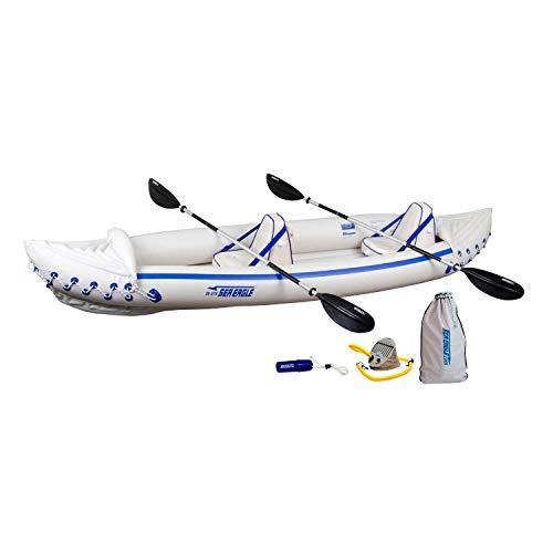 Sea EagleSE370 Inflatable Sports Kayak -1-3 Person-Portable Stowable & Lightweight-with Seat(s), Paddle(s), Foot Pump and Bag