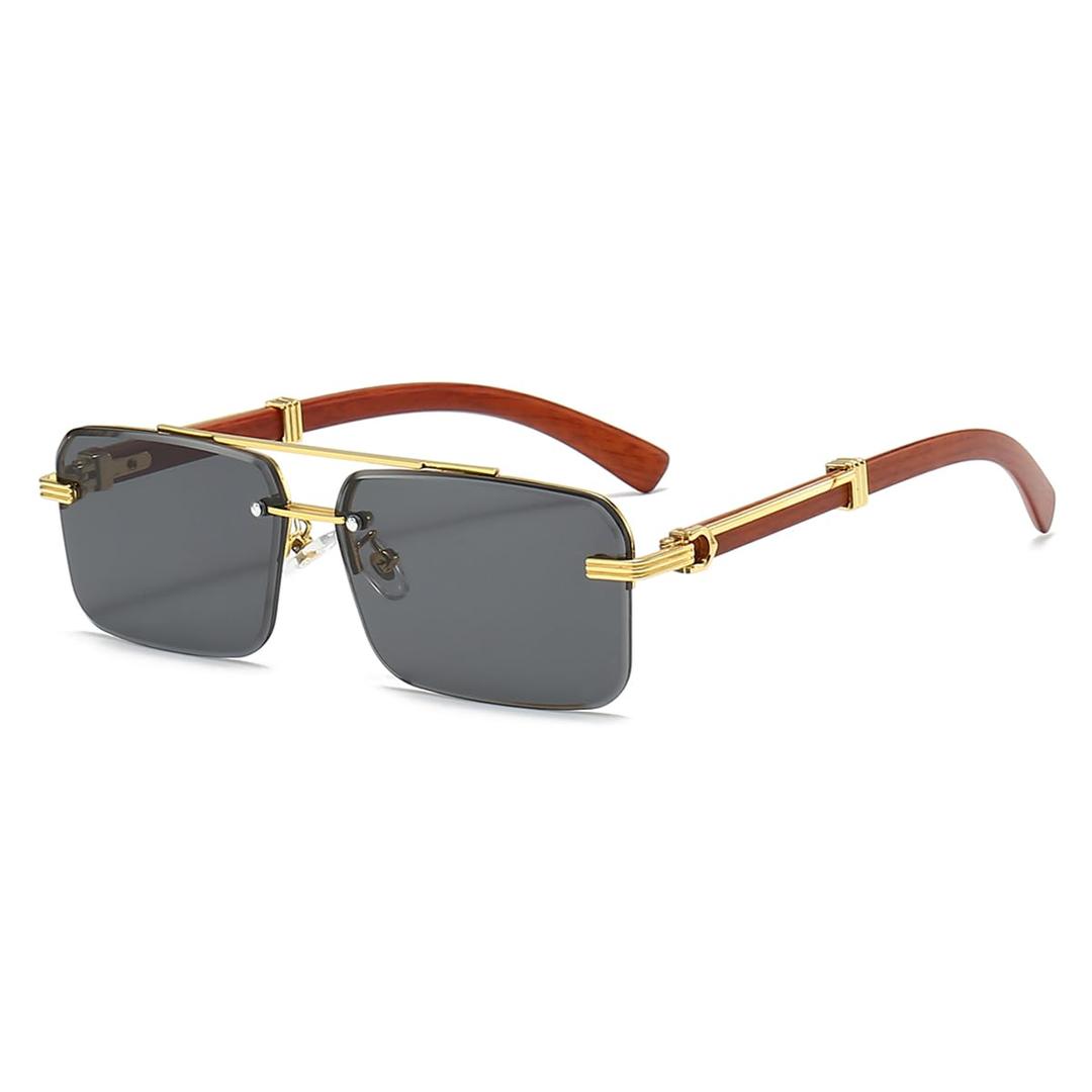 Gleyemor Mens Sunglasses Fashion Rimless Rectangle Sunglasses Square Frameless Sunglasses for Men