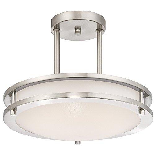 Light Blue USA LB72130 LED Semi Flush Mount Ceiling Fixture, Antique Brushed Nickel Finish, 3000K Warm White, 1050 Lumens, Dimmable