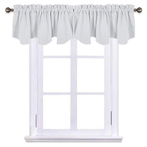 NICETOWN Room Darkening Cafe Curtains - Greyish White 52 inches by 18 inches Pole Pocket Draperies Valance Curtains for Bedroom/Hotel/House/Living Room/Bay Window, Platinum, 1 Pair