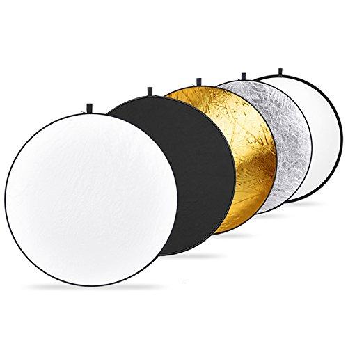 Neewer43 Inch/110 Centimeter Light Reflector Diffuser 5 in 1 Collapsible Multi Disc with Bag - Translucent, Silver, Gold, White, and Black for Studio Photography Lighting Outdoor